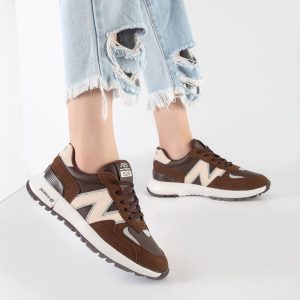 کفش و کتانی زنانه و دخترانه مدل نیوبالانس NEWBALANCE رنگ قهوه ای کرم کد M671