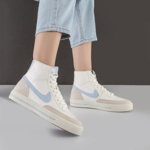 کفش و کتانی زنانه مدل نایک نیم ساق رنگ سفید آبی مدل نایک NIKE کد M572