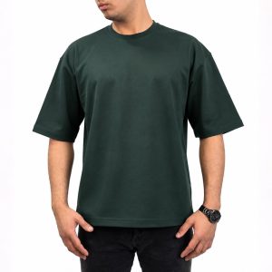 تیشرت قواره باکسی ساده رنگ یشمی کد T247