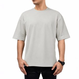 تیشرت قواره باکسی ساده رنگ طوسی کد T249