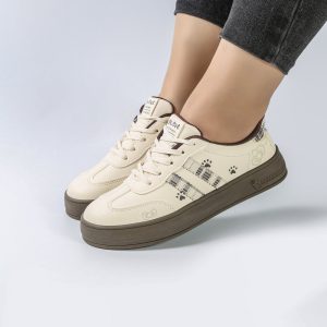 کفش و کتانی ونس راحتی زنانه و دخترانه رنگ کرم کد M1359