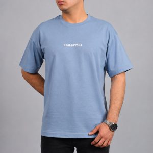 تیشرت قواره باکسی طرح دار رنگ آبی کد T215