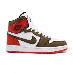 کفش و کتانی مردانه ساقدار مدل NIKE JORDAN 1 رنگ قهوه ای قرمز کد 2138