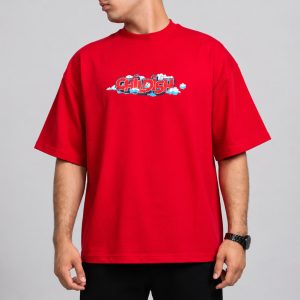تیشرت قواره باکسی رنگ قرمز کد T305