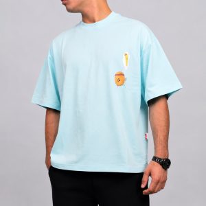 تیشرت قواره باکسی رنگ آبی آسمانی کد T307